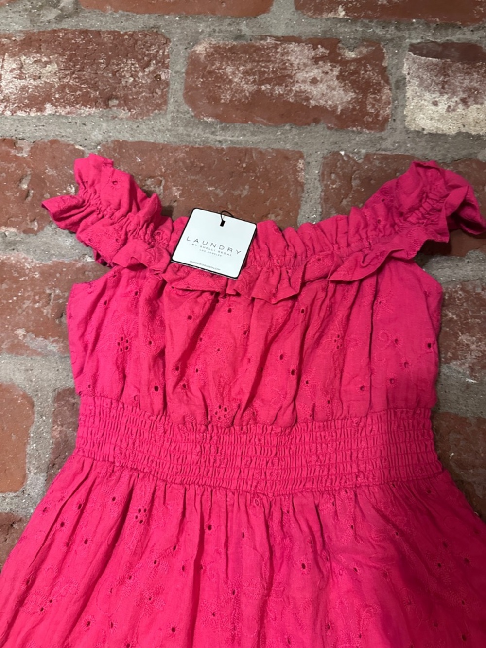 NWT Laundry By Shelli Segal Bright Pink Rose Size 4 Off the Shoulder Maxi Dress - Picture 4 of 16